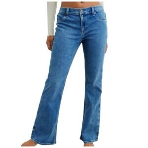 Aerie Denim Baby Flare Jeans Women Medium Stretchy Trouser Elastic Waist READ